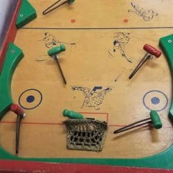 Table top hockey game from the 1950s.