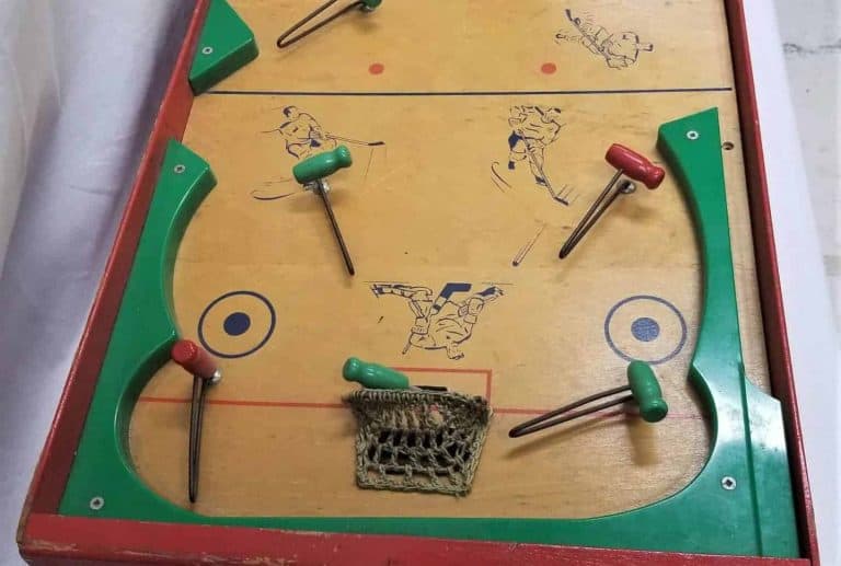 Table top hockey game from the 1950s.