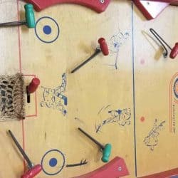 Table top hockey game from the 1950s.