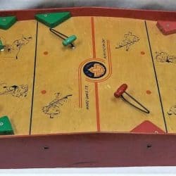 Table top hockey game from the 1950s.