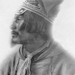 Black and white photo - side portrait of a man