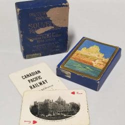 Deck of playing cards in a cardboard box from Canadian Pacific Railway.