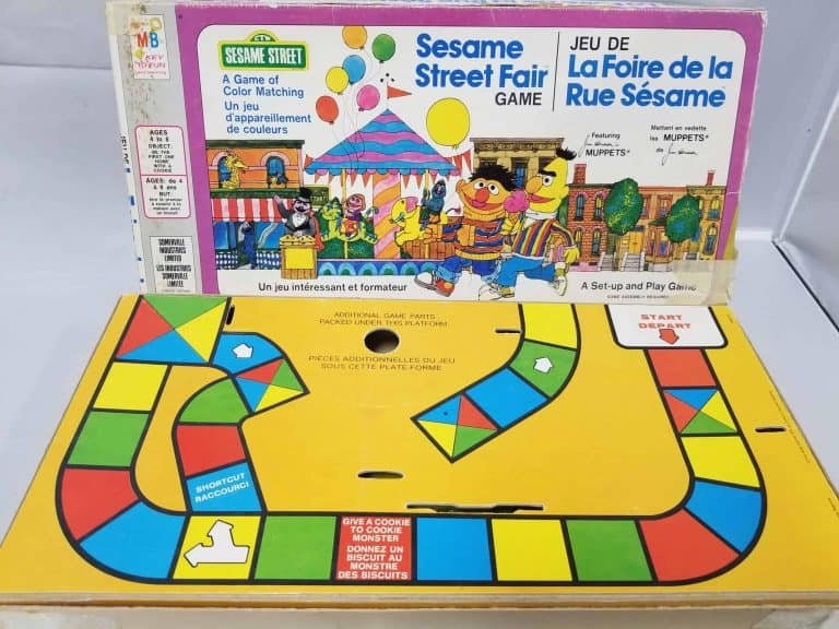 Sesame Street Fair Board Game Box Cover and Colourful board.
