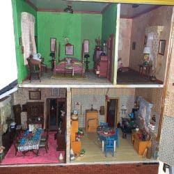 Various rooms in the doll house.