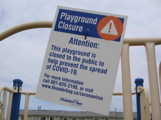 Sign saying Playground Closed to the public to prevent the spread of COVID-19