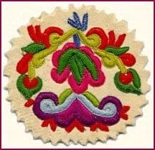 Patch showing fine embroidery on chamois.