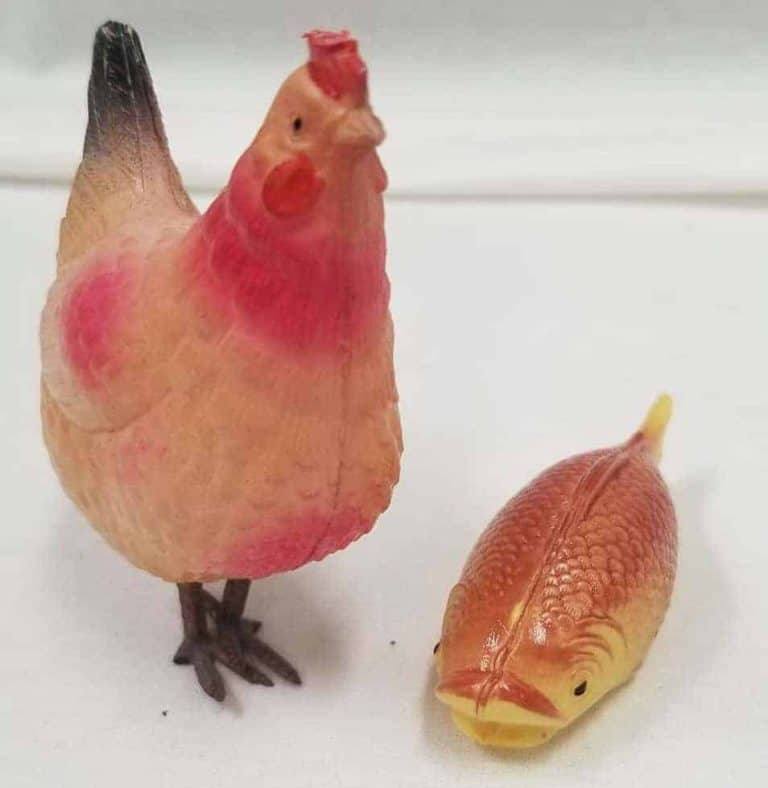 Celluloid Rooster and a Fish.