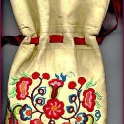 Embroidered fire bag.