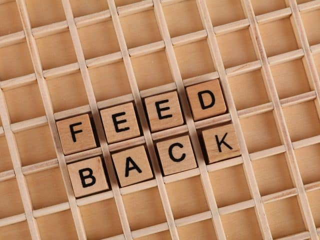 The word Feedback spelled out on blocks