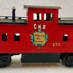 Red wooden C.N.R. train